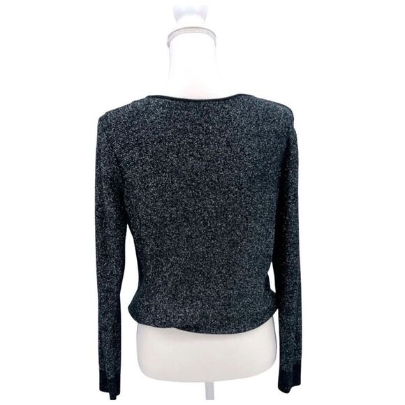 Dana Bachman Blouse Top Pullover Black Metallic Silver - Picture 2 of 6